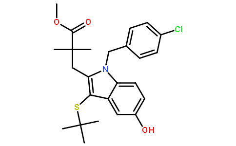 3-(3-(叔丁基硫代)-1-(4-氯芐基)-5-羥基-1H-吲哚-2-基)-2,2-二甲基丙酸甲酯