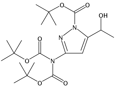 3-((二叔丁氧基羰基)氨基)-5-(1-羥乙基)-1H-吡唑-1-甲酸叔丁酯