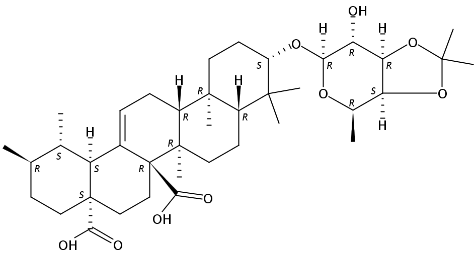 (3beta)-3-[[6-去氧-3,4-O-(1-甲基亚乙基)-beta-D-吡喃半乳糖基]氧基]乌苏-12-烯-27,28-二酸对照品(标准品) | 182132-59-8