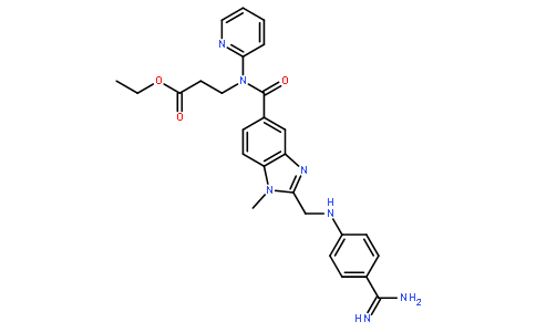 N-[[2-[[[4-(氨基亚胺甲基)苯基]氨基]甲基]-1-甲基-1H-苯并咪唑-5-基]羰基]-N-2-吡啶基-BETA-丙氨酸乙酯