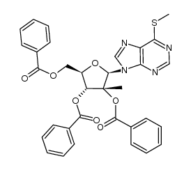 9-(2',3',5'-tri-O-benzoyl-2'-C-methyl-β-D-ribofuranosyl)-6-methylthio-purine