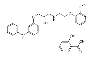 (+/-)-1-(9H-carbazol-4-yloxy)-3-[[2-(2-methoxyphenoxy)-ethyl]-amino]-2-propanol salicylate