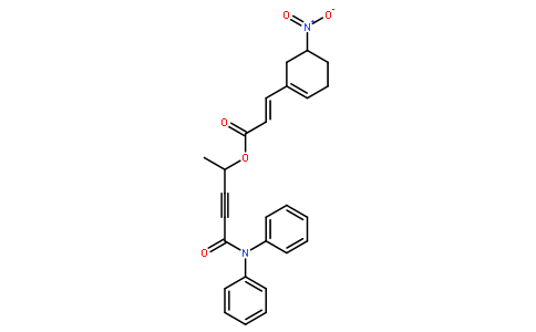 (2E)-3-(5-硝基-1-环己烯-1-基)-2-丙烯酸(1R,2Z)-4-(二苯基氨基)-1-甲基-4-氧代-2-丁炔-1-基酯