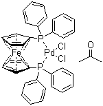 二氯[1，1'-二(联苯基膦)二茂铁]钯(II)， 丙酮络合物