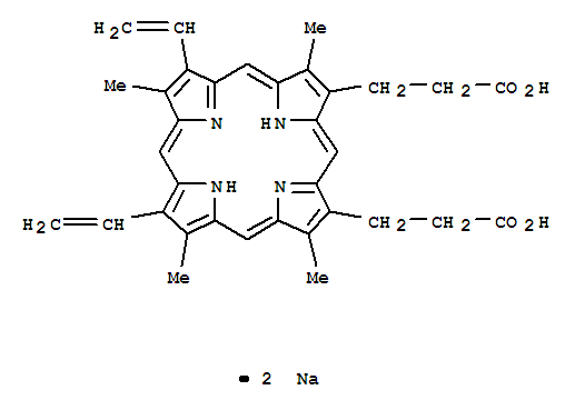 原卟啉钠; 3,7,12,17-四甲基-8,13-二乙烯基-2,18-卟吩二丙酸钠