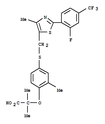 索格列扎; 2-[4-[[[2-[2-氟-4-(三氟甲基)苯基]-4-甲基-1,3-噻唑-5-基]甲基]硫基]-2-甲基苯氧基]-2-甲基丙酸