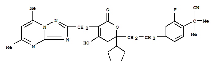 4-[2-[2-环戊基-5-[(5,7-二甲基[1,2,4]噻唑并[1,5-a]嘧啶)甲基]-3,6-二氢-4-羟基-6-氧代-2H-吡喃]乙基]-2-氟-α,α-二甲基苯乙腈