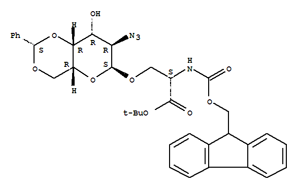 <i>O</i>-(2-叠氮-4,6-<i>O</i>-苯亚甲基-2-脱氧-&alpha;-<small>D</small>-吡喃半乳糖)-<i>N</i>-[(9<i>H</i>-芴-9-基甲氧基)羰基]-<small>L</small>-丝氨酸叔丁酯
