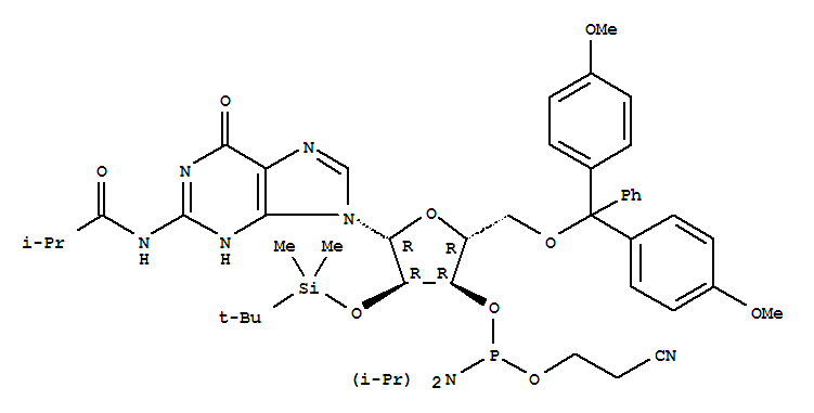 5'-O-(4,4-二甲氧基三苯甲基)-2'-O-[(叔丁基)二甲基硅基]-N-异丁酰基鸟苷-3'-(2-氰基乙基-N,N-二异丙基)亚磷酰胺