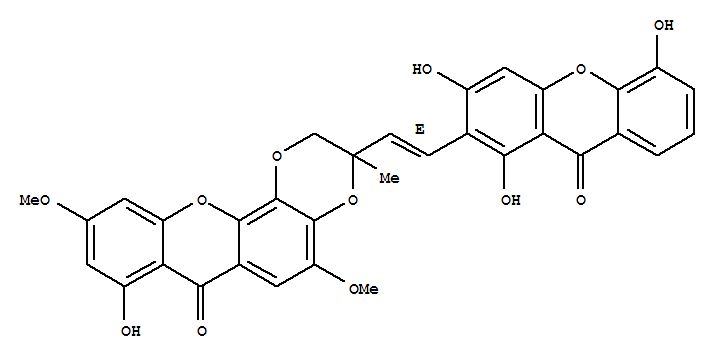 7H-1,4-二噁英并[2,3-c]占吨-7-酮,2,3-二氢-8-羟基-5,10-二甲氧基-3-甲基-3-[(1E)-2-(1,3,5-三羟基-9-羰基-9H-占吨-2-基)乙烯基]-,(+)-