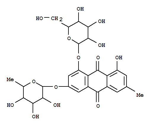 3-[(6-脱氧-alpha-L-甘露糖基)氧基]-1-(beta-D-吡喃葡萄糖基氧基)-8-羟基-6-甲基蒽醌