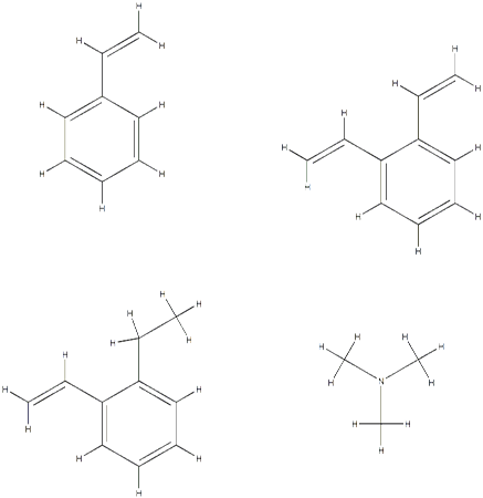 乙烯乙苯、二乙烯苯、乙烯苯的聚合物氯甲基化三甲胺季铵化                                     