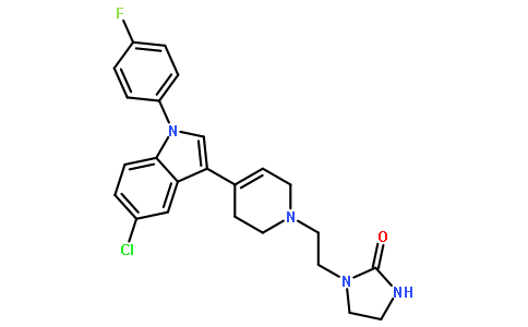 5-CHLORO-3-[1-((IMIDAZOLIDIN-2-ONE-1-YL)-ETHYL)-1,2,5,6-TETRAHYDROPYRIDIN-4-YL]-1-(4-FLUOROPHENYL)-INDOLE