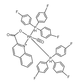 (2-quinaldinate)(carbonyl)(P(4-F-C5H4)3)2rhodium(I)