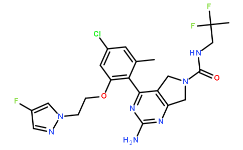 2-氨基-4-(4-氯-2-(2-(4-氟-1H-吡唑-1-基)乙氧基)-6-甲基苯基)-n-(2,2-二氟丙基)-5H-吡咯并[3,4-d]嘧啶-6(7h)-羧酰胺