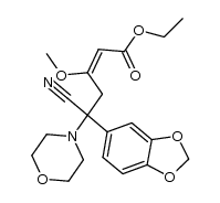 ethyl (E)-δ-cyano-δ-(3',4'-(methylenedioxy)phenyl)-β-methoxy-δ-(4-morpholino)pent-2-enoate