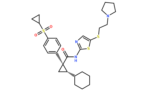 (1R,2S)-2-环己基-1-(4-(环丙基磺酰基)苯基)-N-(5-((2-(吡咯烷-1-基)乙基)硫代)噻唑-2-基)环丙烷羧酰胺