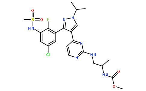 (S)-[1-[[4-[3-[5-氯-2-氟-3-(甲基磺酰胺基)苯基]-1-异丙基-1H-吡唑-4-基]嘧啶-2-基]氨基]丙-2-基]氨基甲酸甲酯