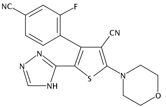 4-(4-氰基-2-氟苯基)-2-吗啉-5-(1H-1,2,4-三唑-5-基)噻吩-3-