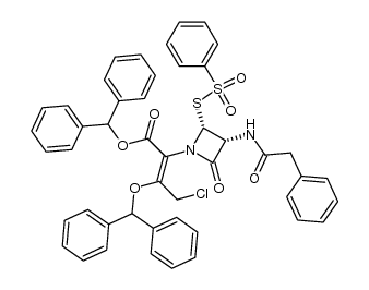 1-[3-chloro-2-(diphenylmethyloxy)-1-(diphenylmethyloxycarbonyl)-1-propen-1-yl]-3-(phenylacetamido)-4-(phenylsulfonylthio)-2-azetidinone