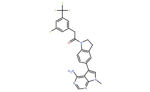7-甲基-5-(1-((3-(三氟甲基)苯基)乙酰基)-2,3-二氢-1H-吲哚-5-基)-7H-吡咯并(2,3-d)嘧啶-4-胺