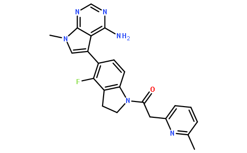 1-(5-(4-氨基-7-甲基-7H-吡咯并[2,3-d]嘧啶-5-基)-4-氟吲哚啉-1-基)-2-(6-甲基吡啶-2-基)乙酮