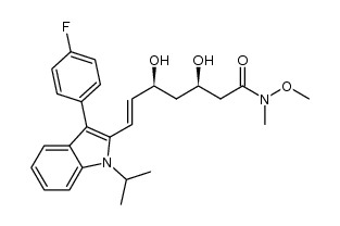 E-(7-[3-(4-fluorophenyl)-1-isopropyl-1H-indol-2-yl]-[(3R,5S)-3,5-dihydroxy-hept-6-enoic acid])-N-methoxy-N-methyl-amide