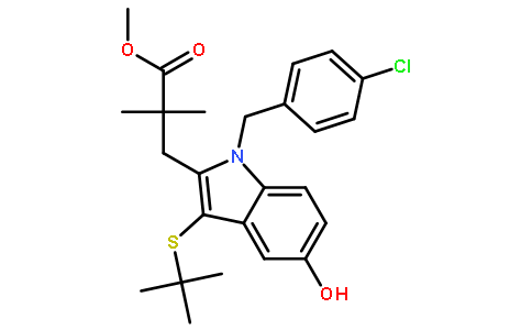 3-(3-(叔丁基硫代)-1-(4-氯苄基)-5-羟基-1H-吲哚-2-基)-2,2-二甲基丙酸甲酯