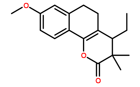 2H-Naphtho[1,2-b]pyran-2-one, 4-ethyl-3,4,5,6-tetrahydro-8-methoxy-3,3-dimethyl- (en)