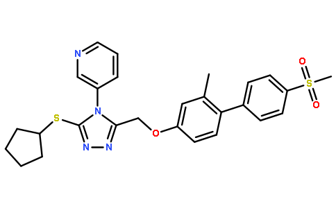 3-[3-(环戊基硫基)-5-[[[2-甲基-4''-(甲基磺酰基)[1,1''-联苯]-4-基]氧基]甲基]-4H-1,2,4-三唑-4-基]吡啶