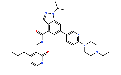 N-((1,2-二氢-6-甲基-2-氧代-4-丙基-3-吡啶基)甲基)-1-(1-甲基乙基)-6-(6-(4-(1-甲基乙基)-1-哌嗪基)-3-吡啶基)-1H-吲唑-4-甲酰胺