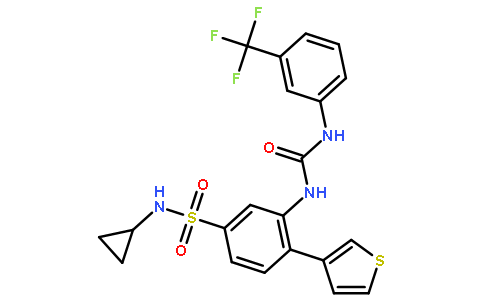 N-环丙基-4-(噻吩-3-基)-3-(3-(3-(三氟甲基)苯基)脲基)苯磺酰胺