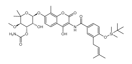 (3R,4S,5R,6R)-6-((3-(4-((tert-butyldimethylsilyl)oxy)-3-(3-methylbut-2-en-1-yl)benzamido)-4-hydroxy-8-methyl-2-oxo-2H-chromen-7-yl)oxy)-5-hydroxy-3-methoxy-2,2-dimethyltetrahydro-2H-pyran-4-yl carbamate