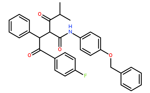 2-[2-(4-氟苯基)-2-氧代-1-苯基-乙基]-4-甲基-3-氧代-戊酸,(4-苄氧基-苯基)-酰胺