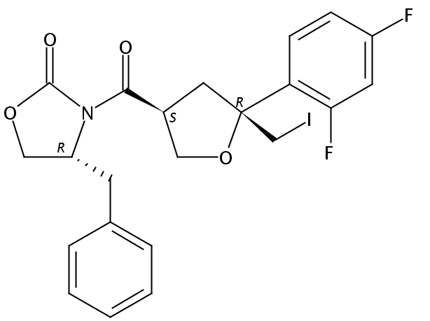 (r-4-苄基-3(3s,5r-5(2,4-二氟苯基-5(碘甲基)四氢呋喃基