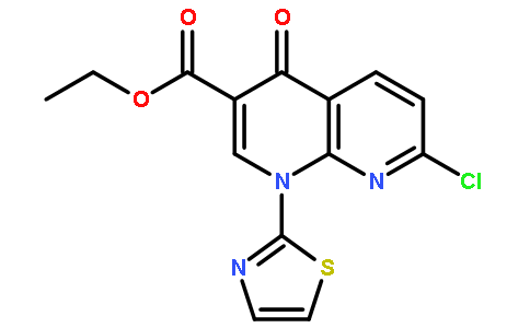1,8-Naphthyridine-3-carboxylic acid, 7-chloro-1,4-dihydro-4-oxo-1-(2-thiazolyl)-, ethyl ester