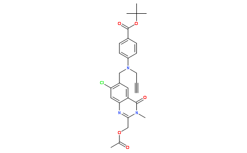2-Methyl-2-propanyl 4-[{[2-(acetoxymethyl)-7-chloro-3-methyl-4-ox o-3,4-dihydro-6-quinazolinyl]methyl}(2-propyn-1-yl)amino]benzoate