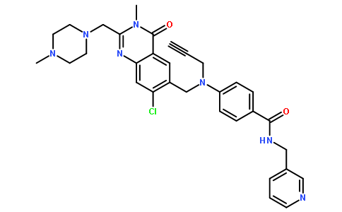 CB 300919; 4-[[[7-氯-3,4-二氢-3-甲基-2-[(4-甲基-1-哌嗪基)甲基]-4-氧代-6-喹唑啉基]甲基]-2-丙炔-1-基氨基]-N-(3-吡啶基甲基)苯甲酰胺