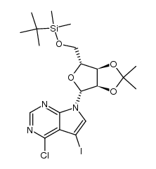 4-chloro-5-iodo-7-[5-O-[(1,1-dimethylethyl)dimethysilyl]-2,3-O-(1-methylethylidene)-β-D-ribofuranosyl]-7H-pyrrolo[2,3-d]pyrimidine