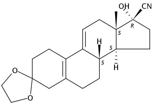 3-双(亚乙二氧基)-17α-羟基-17β-腈基-19-去甲孕甾-5(10),9(11)-二烯-3,20–二酮