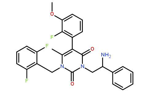 3-[(2R)-2-amino-2-phenylethyl]-1-[(2,6-difluorophenyl)methyl]-5-(2-fluoro-3-methoxyphenyl)-6-methylpyrimidine-2,4-dione