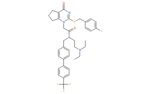 N-(2-(二乙氨基)乙基)-2-(2-((4-氟苄基)硫基)-4-氧代-4,5,6,7-四氢-1H-环戊基[d]嘧啶-1-基)-N-((4’-三氟甲基)-[1,1’-联苯]-4-基)甲基)乙酰胺