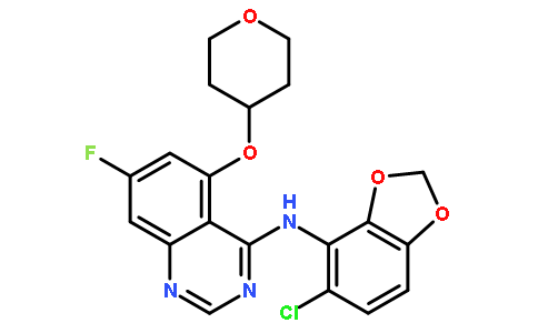 N-(5-氯苯并[d][1,3]二氧代l-4-基)-7-氟-5-((四氢-2H-吡喃-4-基)氧基)喹唑啉-4-胺