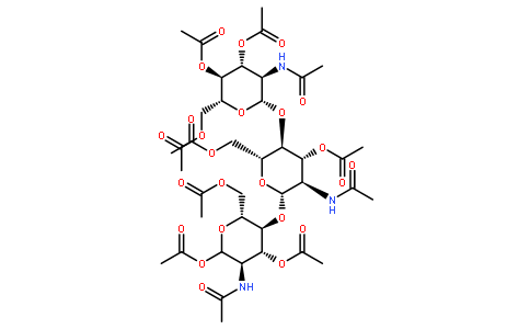 O-3,4,6-三-O-乙酰基-2-(乙酰氨基)-2-脱氧-beta-D-吡喃葡萄糖基-(1-4)-O-3,6-二-O-乙酰基-2-(乙酰氨基)-2-脱氧-beta-D-吡喃葡萄糖基-(1-4)-2-(乙酰氨基)-2-脱氧-1,3,6-三乙酸酯-alpha-D-吡喃葡萄糖