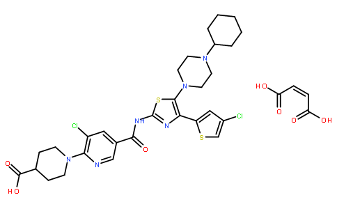 1-[3-氯-5-[[[4-(4-氯-2-噻吩基)-5-(4-环己基-1-哌嗪基)-2-噻唑基]氨基]羰基]-2-吡啶基]-4-哌啶羧酸