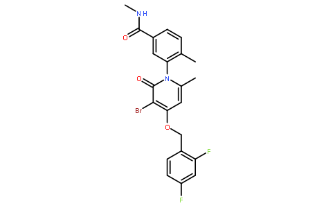 3-溴-4-(2,4-二氟苄氧基)-1-[5-[(甲基氨基)羰基]-2-甲基苯基]-6-甲基吡啶-2(1H)-酮