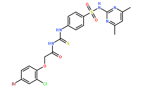 2-(4-溴-2-氯苯氧基)-N-((4-(N-(4,6-二甲基嘧啶-2-基)氨磺酰基)苯基)氨基硫代甲酰基)乙酰胺