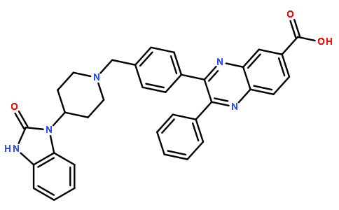 3-(4-{[4-(2-Oxo-2,3-dihydro-1H-benzimidazol-1-yl)-1-piperidinyl]m ethyl}phenyl)-2-phenyl-6-quinoxalinecarboxylic acid