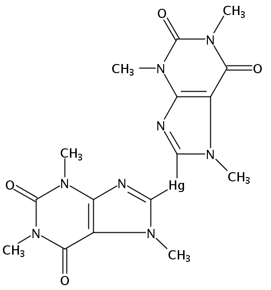 二(2,6-二氧代-1,2,3,6-四氢-1,3,7-三甲基-7H-嘌呤-8-基)汞(II)