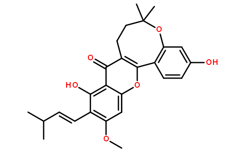 桂木黄素; 2,4,5-三羟基-7-甲氧基-6-(3-甲基-1-丁烯基)-3-(3-甲基-2-丁烯基)黄酮对照品(标准品) | 7608-44-8